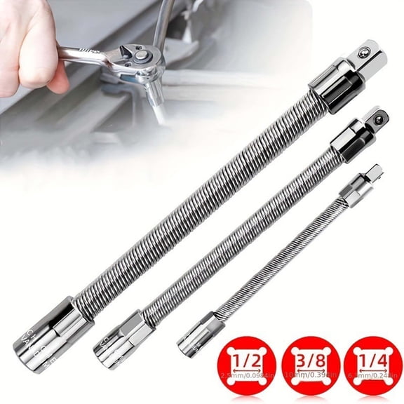 Flexible Socket Extension Bar Ratchet Wrench Connector, Bendable Soft Shaft Extension Rod, Labor Saving Auto Repair Tool for Narrow Engine Space and Mechanical Maintenance Work