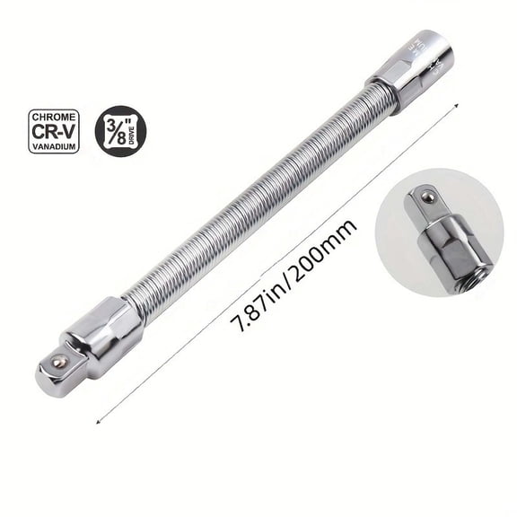 Flexible Socket Extension Bar, Ratchet Wrench Extension, Bendable Socket Drive Shaft, Heavy-Duty Chrome Vanadium Steel Build, Spring Ball Detent Locking Design, Multi-Size Universal Bendable Tool