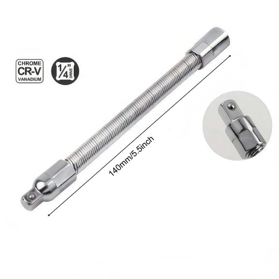 Flexible Socket Extension Bar Ratchet Wrench Extension -Drive Bendable Spring Shaft For Tight Space Automotive Repair Garage Tool Kit Chrome Vanadium Steel(size :S)