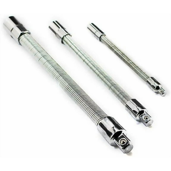 Flexible Socket Extension Bar Set,3 Pcs Drive Flex Bar 1/4"X6" 3/8"X8" 1/2"X10"