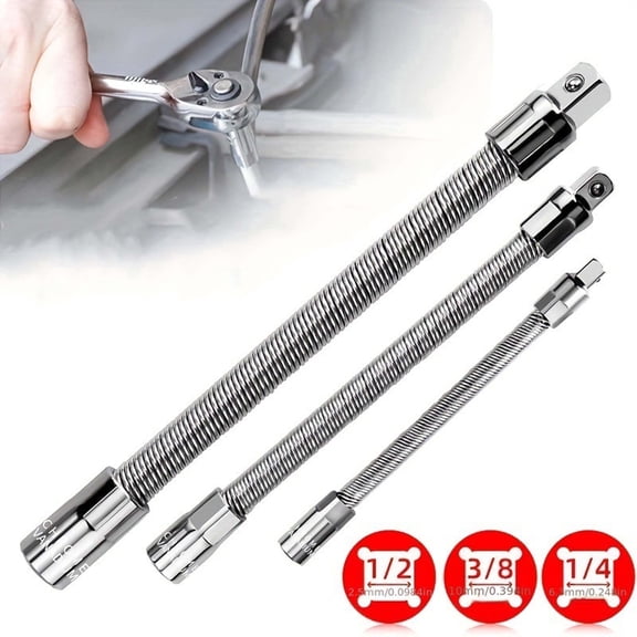 Flexible Socket Extension Bar Set, Universal Joint Swivel Wobble Adapter, Chrome Vanadium Steel Ratchet Extension, Mechanic Tool for Tight Spaces, Automotive Repair Accessory, S
