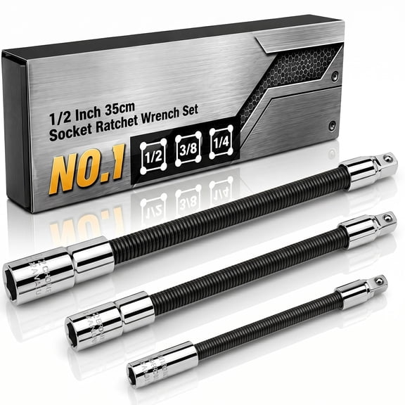 Flexible Socket Extension Rod 1/2 Inch 35cm Ratchet Wrench Bar Tool for Tight Spaces