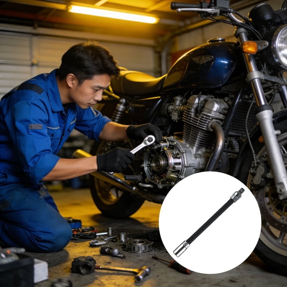 Flexible Socket Extension Rod, 1/4"Drive Bendable Shaft, Universal Wrench Adapter for Car Repairs & Power Tools,Black
