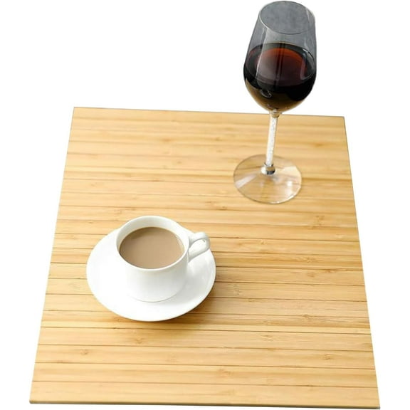 Flexible Sofa Armrest Tray Table, 16.5" x 13.3" Non-Slip Couch Organizer Mat for Drinks, Remote & Phone, Space-Saving Arm Chair Table Natural