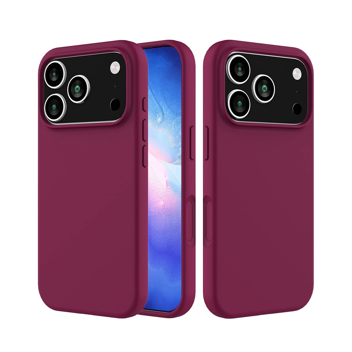 Flexible Soft Touch Silicone Back Cover for iPhone 17 Pro Max - Maroon
