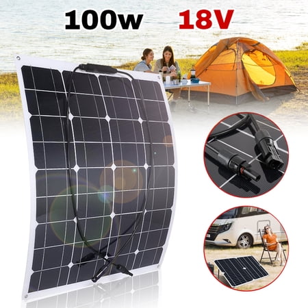 Flexible Solar Panel 100 Watt 12 Volt Monocrystalline Semi-Flexible Bendable for Off- Grid System Motorhome, RV, Caravan, Camper, Boats, Roofs, Uneven Surfaces