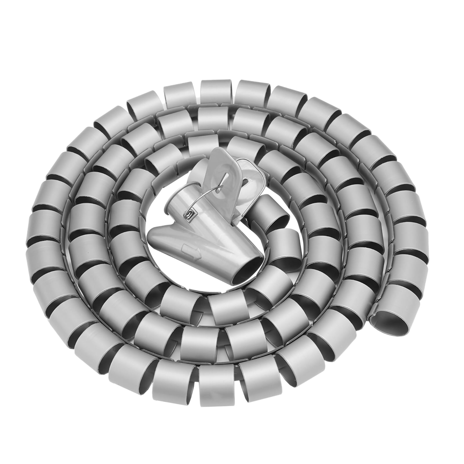 Flexible Spiral Tube Cable Organizer Wire Wrap Cord Protector Wire Storage Silver 1.5m * 28mm