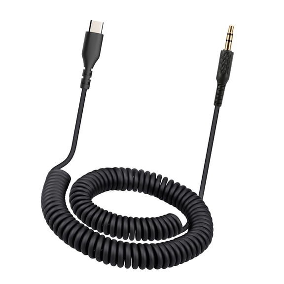 Flexible Spring Coiled 3.5mm to USB C Music Cord TangleFree PVC Construction for Monitor Major Enhances Durability