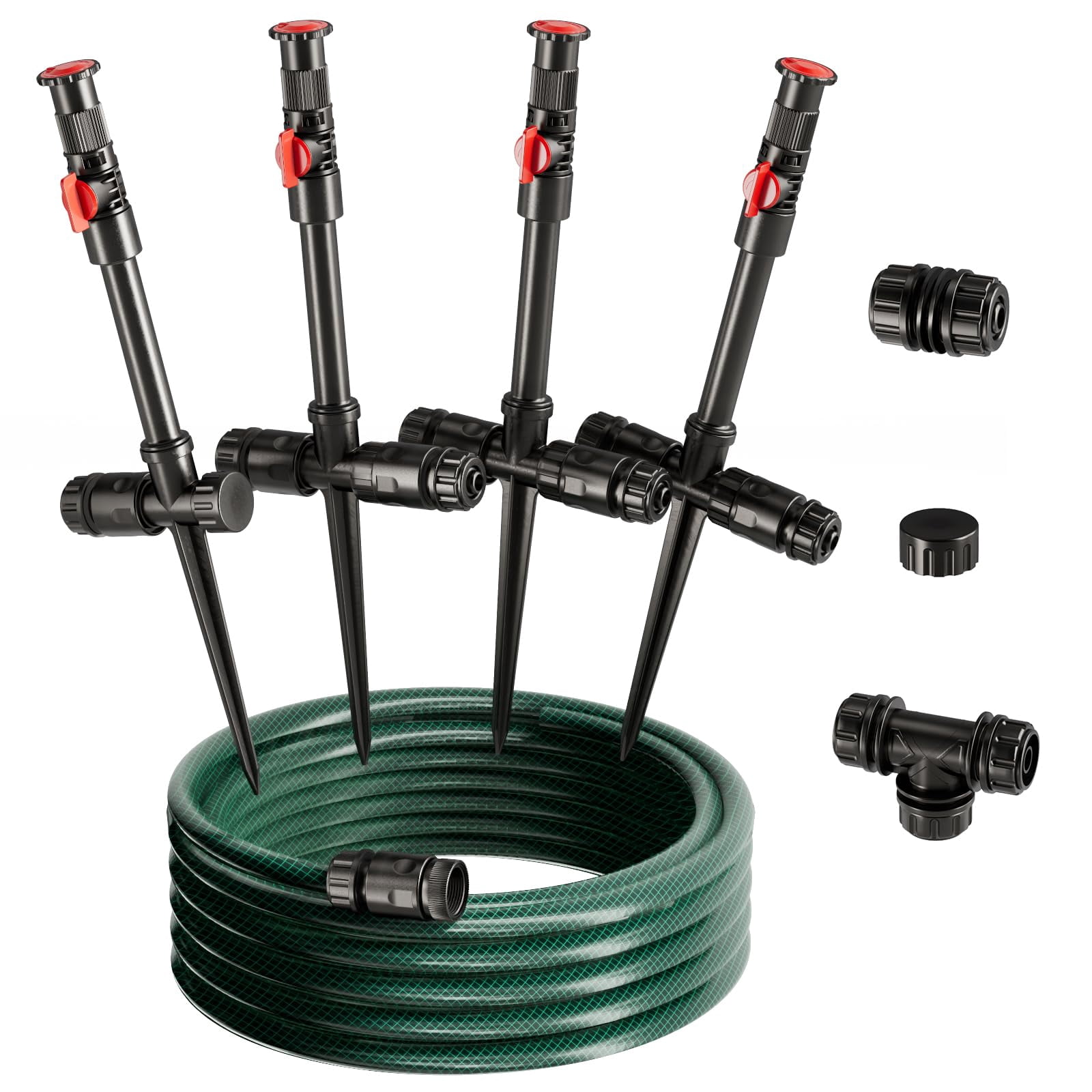 Flexible Sprinkler System  Above Ground Diy Irrigation Kit Multi-adjustable Lawn Set Ideal For Plant And Flower Bed Watering 50ft Garden Hose Included