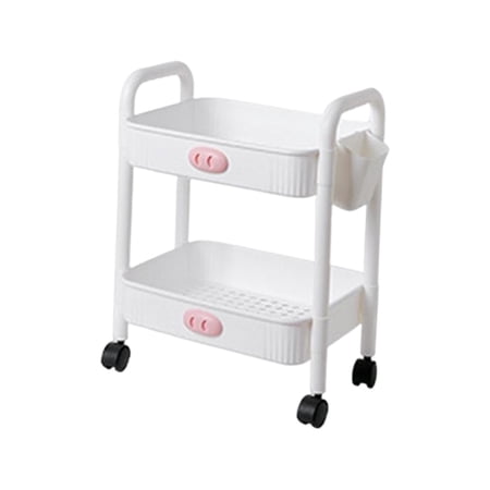 Flexible Storage Trolley with Handle Shelf Rack Organizer Durable Multifunctional Rolling Cart for Laundry Bathroom Spices Art Crafts Snacks , 2 Tier