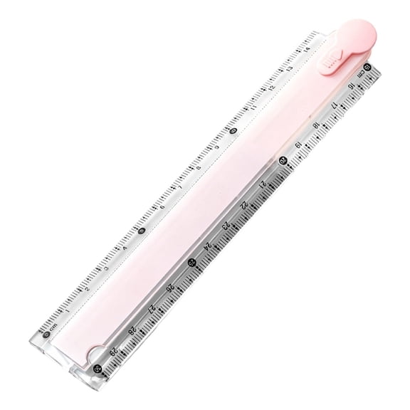 Flexible Straight Ruler, 12 Inch Unfolded 6.49 Inch Folded Pink Tinted, Transparent Math Measuring Layout Tool for Teen Journaling