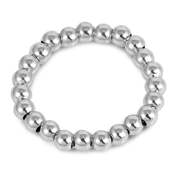 Flexible Stretchable Stackable Bead Ring 925 Sterling Silver Band Jewelry Female Male Unisex Size 10