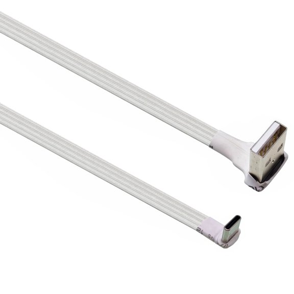 Flexible TPE Flat USB 2.0 To USB C Data Cable With Right Angle Design For Smartphones Cameras And Electronics