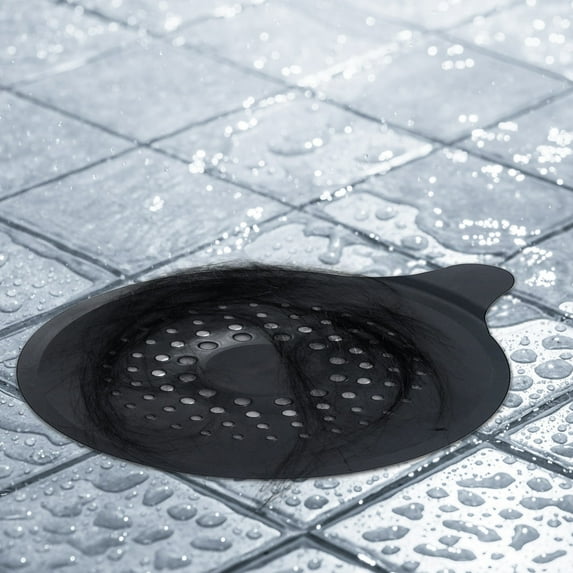 Flexible TPR Hair Catcher Strainer, 6.7x5.5 Inch Shower Drain Cover Protector for Bathroom Tub and Sink, Slip-Resistant, Multiple Colors, 1-Pack