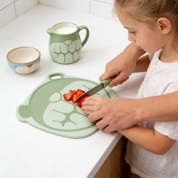 Flexible TPU Bear Shape Fruit Cutting Board, Non-Slip Kitchen Chopping Mat