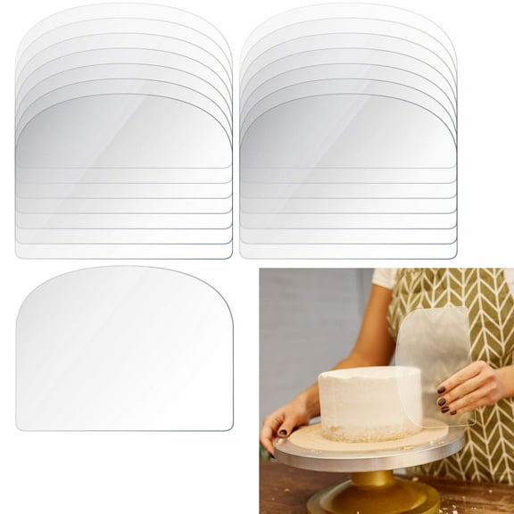 Flexible Transparent Plastic Cake Scraper Smoother for Bread Pastry Chef Bakery Cake Decorating Supplies, Artrylin 25 Pcs Transparent Cake Cream Scraper Icing Smoother Flexible Plastic Cake Scraper