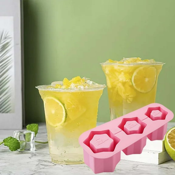 Flexible Tray for Insulated Cups 3 Section Container Easy to Use Maker Mold for 30/40 Ounces Cup Ice Container(Pink)