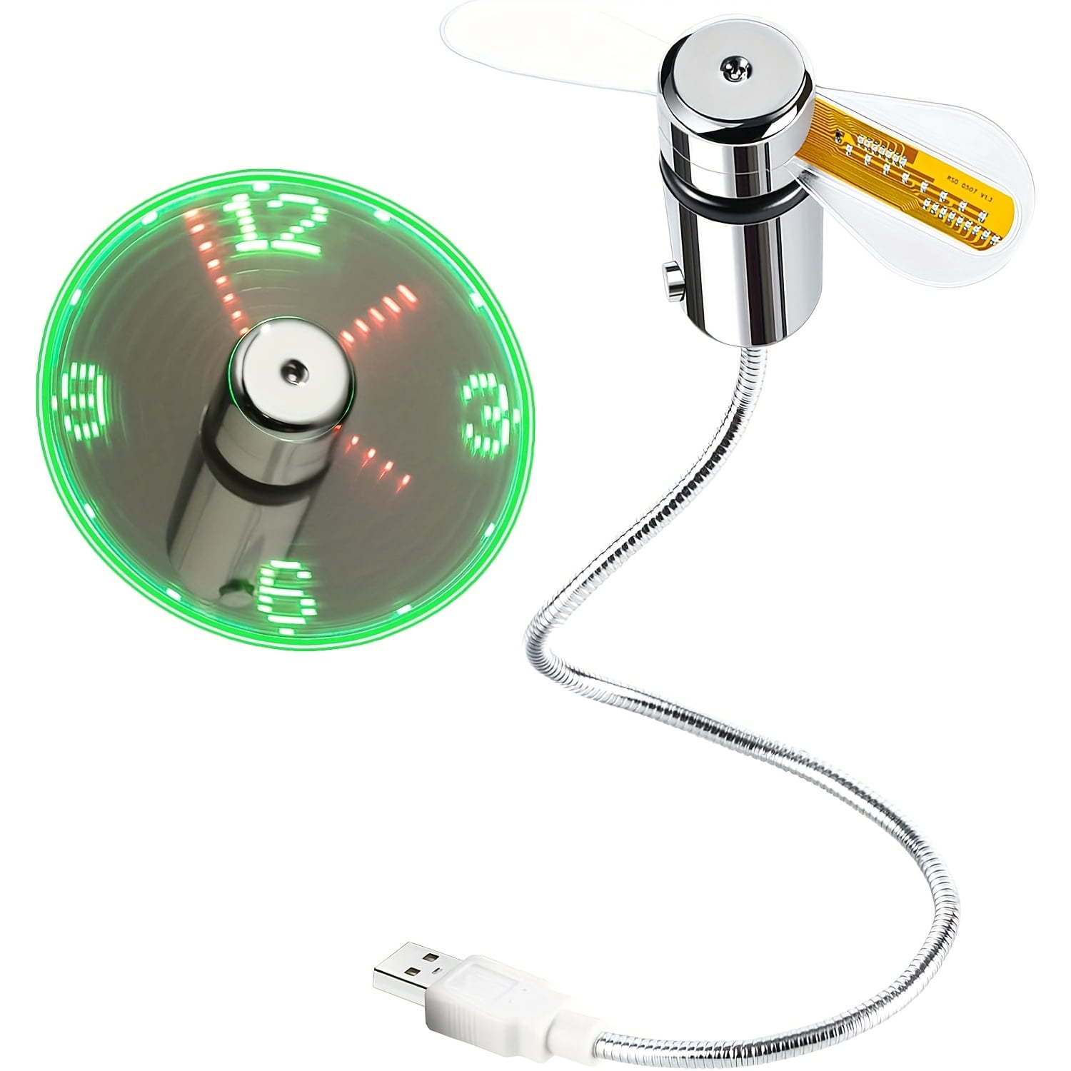 Flexible USB LED Clock Fan with Real Time Display, The Time Can Be Set ...