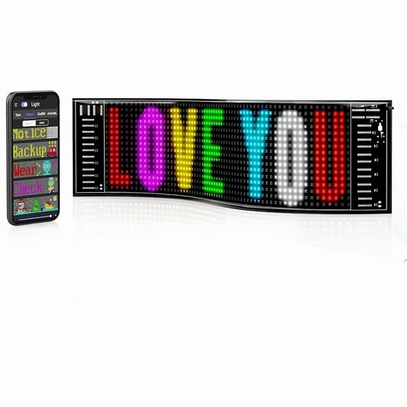 Flexible USB  LED Signs Scrolling Bright Advertising LED Signs Bluetooth App Control Custom Text Pattern Animation Programmable  for Stores Hotels Car Bar Holidays 13.7''x4''