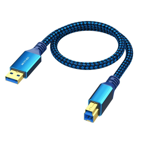 Flexible USB3.0 to Type B Charing and Data Cord 5Gbps for Printers Music Keyboards Fast Charging Heat Resistant