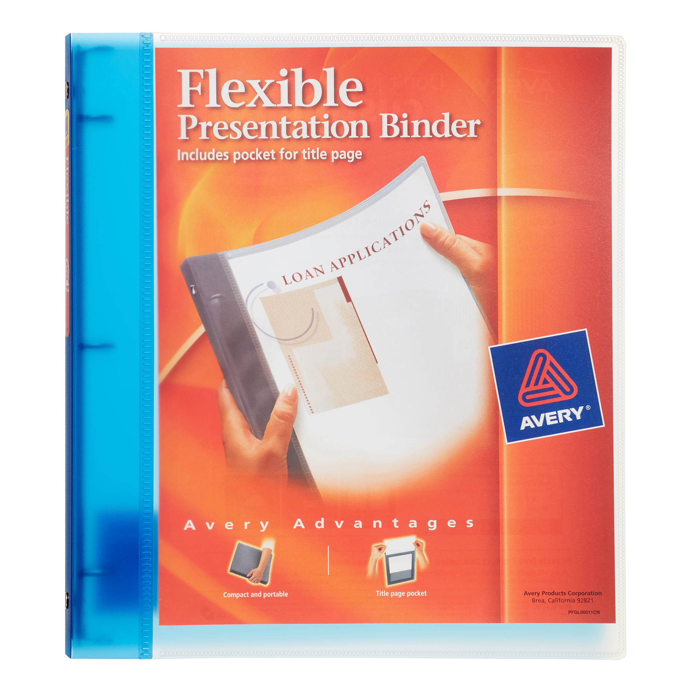 "Flexible View Binder With Round Rings, 3 Rings, 0.5"" Capacity, 11 X 8.5, Blue | Bundle of 5 Each"