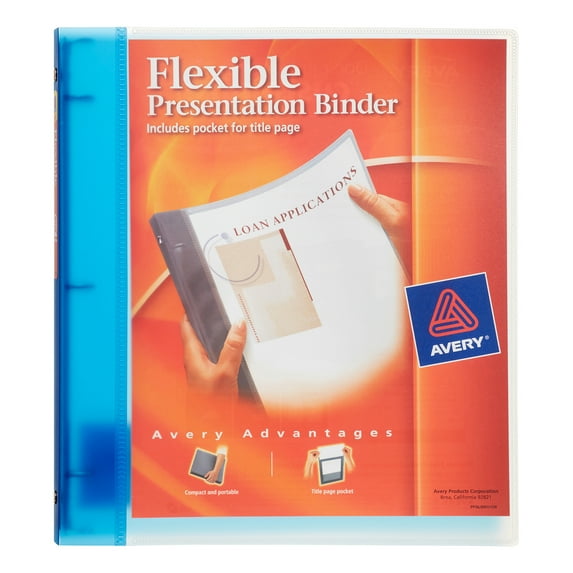 "Flexible View Binder With Round Rings, 3 Rings, 0.5"" Capacity, 11 X 8.5, Blue | Bundle of 5 Each"