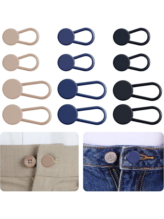 Flexible Waist Extenders For Trousers,Instant Button Expanders for Women & Men,2025 New Pant Button Extenders for Jeans,No-Sew Waistband Extenders for Snug Pants,Adds Up for Comfort Fit,12PCs