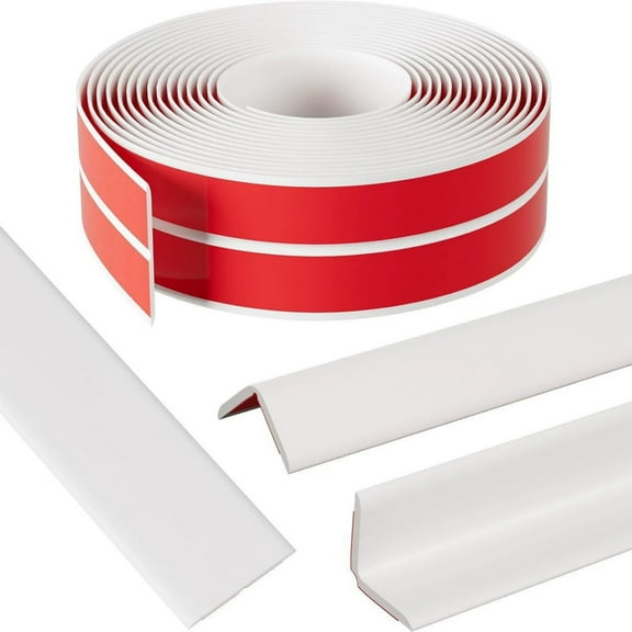 Flexible Wall Corner Protector Moulding Trim, Dingrich Self-Adhesive Wall Corner Protector for Wall Edge Corner, Floor Window Door Ceiling, Countertop (White, 0.8in x 13.12ft)