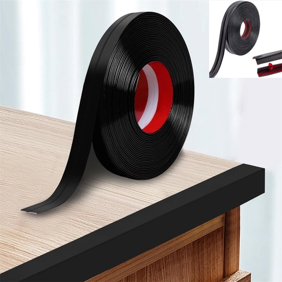 Flexible Wall Corner Protector Self Adhesive Corner Trim Moulding Wall Molding Trim Strip Wall Edge Protector Inside&Outside Corner Caulk Strip for Table Edges, Door Frames - Black,0.8 in x 10 ft