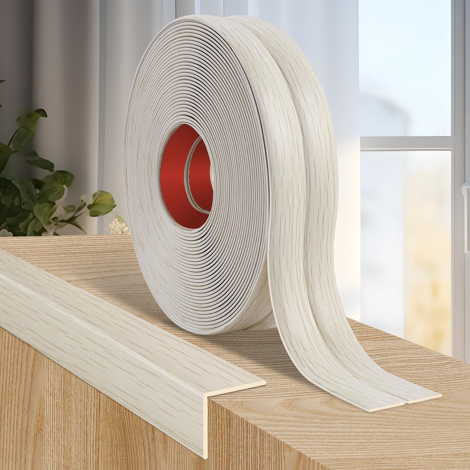 Flexible Wall Corner Protector Trim Peel and Stick Edge Guard Self Adhesive Molding Strip for Wall and Ceiling Brown Walnut Wood Grain 0.8 in x 40 Ft
