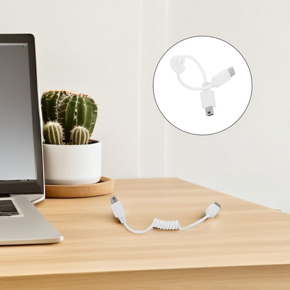 Flexible White USB C Coiled Cable for Charging with Phone Alarm and Demo Security Tether