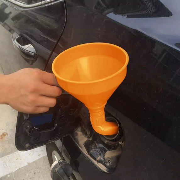 Flexible Wide-Mouth Car Fuel Funnel Kit with Strainer - Premium PVC Oil Water Antifreeze Refilling Funnel with Ergonomic Handle for All Vehicles