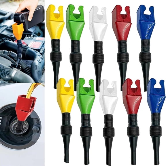Flexible Wide-Mouth Funnel with Built-in Filter, Retractable Auto Fuel Funnel, Flexible Draining Tool Snap Funnel, 2025 New Universal Buckle Funnel Plastic Oil Funnels for Automotive Use(10pc)