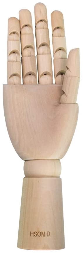 Flexible Wooden Hand Model Moveable Wooden Artists Manikin Hand Figure 10 Inches Right Hand Model for Sketching Drawing Painting Home Office Desk Decoration(10 Inch Right Hand)