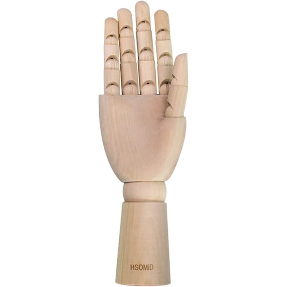 Flexible Wooden Hand Model Moveable Wooden Artists Manikin Hand Figure 12 Inches Men Right Hand Model for Sketching Drawing Painting Home Office Desk Decoration (12 Inch Right Hand)