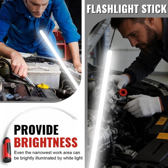 Flexible Work Light, Flexible Led Flashlight Stick, 30" Bendable Mechanic Light,Work Light With High-Lumen Led,3 Brightness Modes, Rechargeable Flexible Light for Mechanics,Car Repairs, White