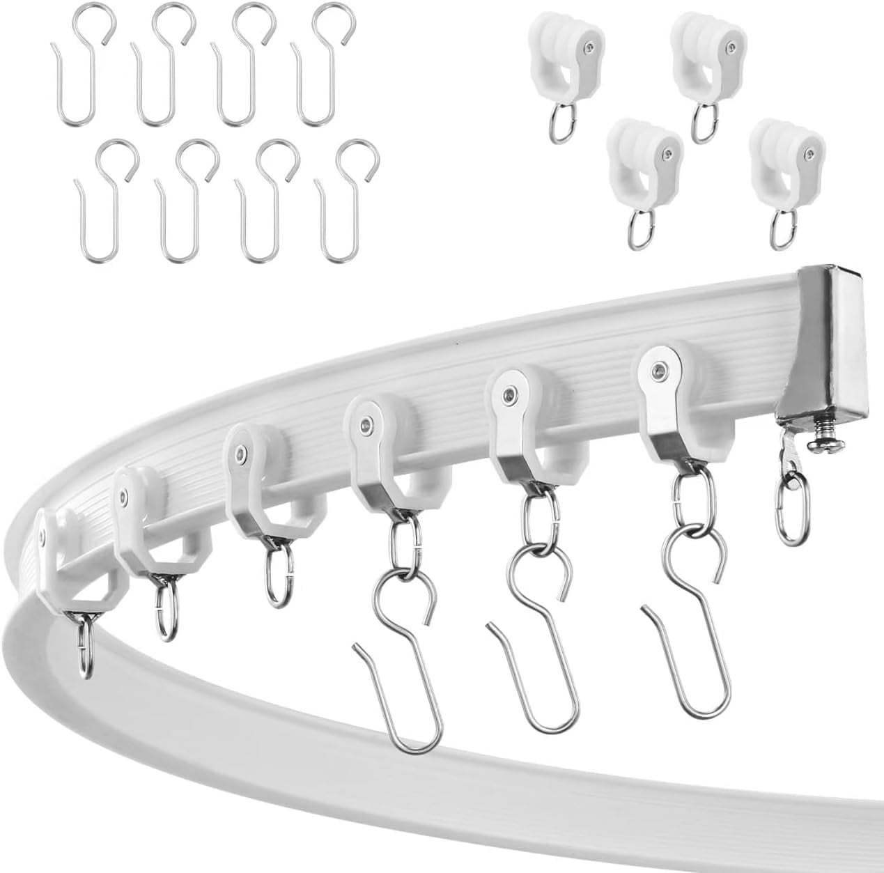 Flexible bendable ceiling curtain track, curved rod with silent roller ...