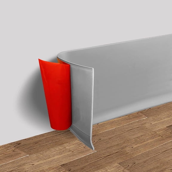 Flexible waterproof PVC plastic skirting board 3 meters, soft baseboard with uniform thickness and three dimensional upper edge for decorative wall trims (gray)