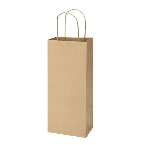Flexicore Packaging® 5.25"x3.25"x13" - 25 pcs - Natural Brown Kraft Wine Paper Bags, Shopping, Mechandise, Party, Gift Bags