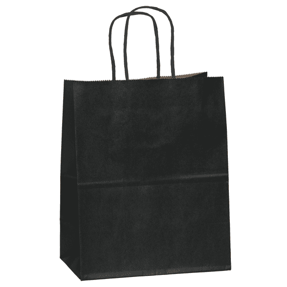 Flexicore Packaging® 8"x4.75"x10" - 100 pcs - Black Kraft Paper Bags, Shopping, Mechandise, Party, Gift Bags