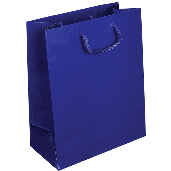 Flexicore Packaging 8"x4.75"x10" - 25 pcs - Navy Blue Gloss Laminated Heavy Paper Tote Bag