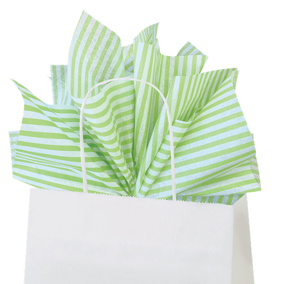 Flexicore Packaging Lime Green Pin Stripe Gift Wrap Tissue, (100 Sheets)