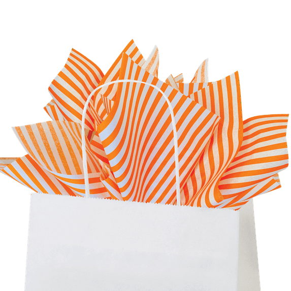 Flexicore Packaging Orange Pin Stripe Gift Wrap Tissue, (100 Sheets)