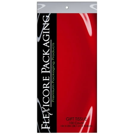 Flexicore Red Gift Wrap Tissue Paper. 100 Sheets, 15"x20"
