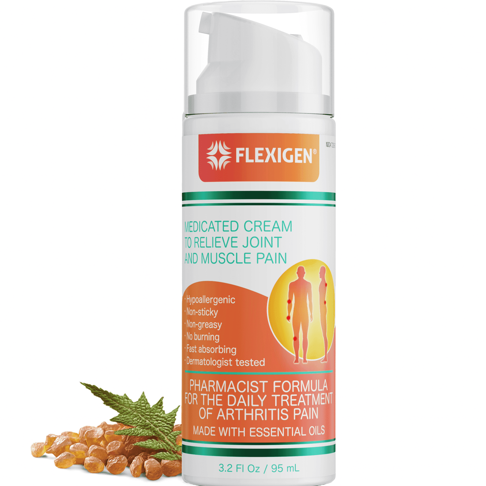 Flexigen Pain Relief Cream with Frankincense for Arthritis, Joint & Muscle Support, Airless Pump, 3.2 oz