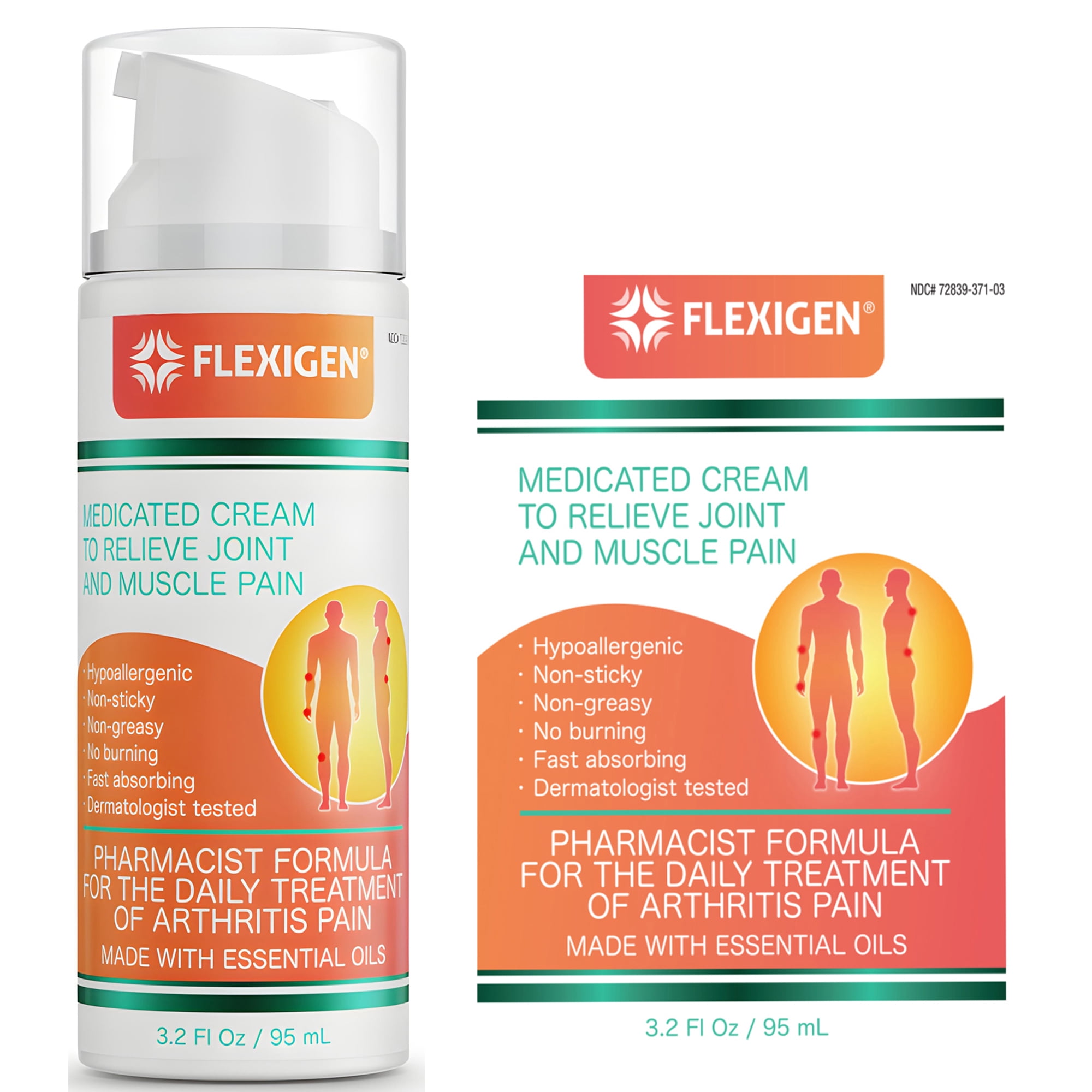 Flexigen Pain Relief Cream with Frankincense, Menthol & Essential Oils—Joint and Muscle Rub.(3.2
