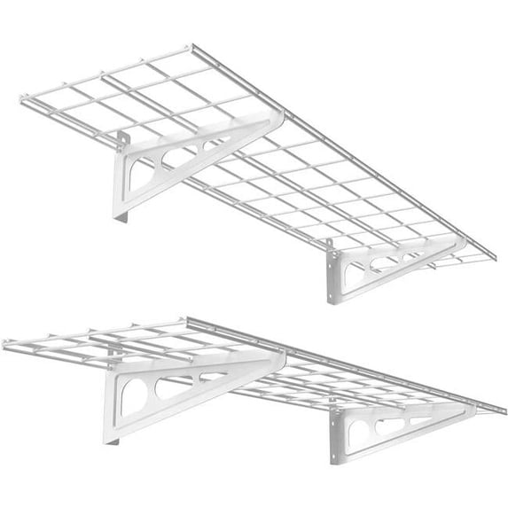 Fleximounts 12” x 48” White Garage Floating Shelves, 2 Pack