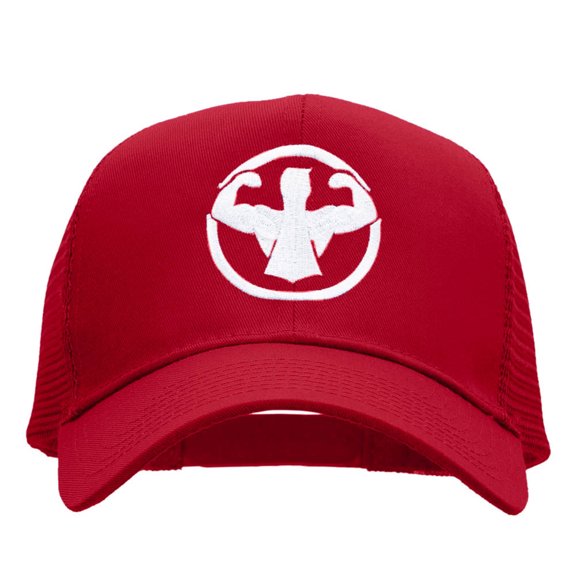 Flexing Embroidered Solid Cotton Prostyle Twill Mesh Cap - Red OSFM