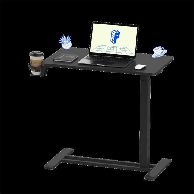 Black Adjustable Height Mobile Standing Desk with Gas Lift