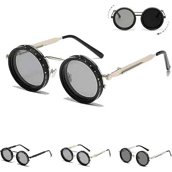 Flexitint Retro Glasses, Adjustable Tint Sunglasses Sunglasses with Built-in ND Filter, with Gear Control